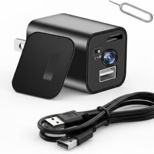 Smart Small USB Charger Hidden Camera,with Motion Detection,Mini WallMounted Secret cam with 32GB,Ideal for Indoor/Office/Pet Safety, No WiFi