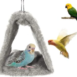 Bird Nest Snuggle Hut Soft Plush Hammock Hanging Cage Tent for Birds Parrot Winter Warm Bed Pet Toy for Hamster Parrot Macaw Budgies Eclectus Parakeet Cockatiels Cockatoo Lovebird (M, Grey)