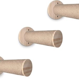Wall-Mounted Cat Steps – 3 Pack Round Wooden Cat Shelves for Climbing, Jumping & Perching