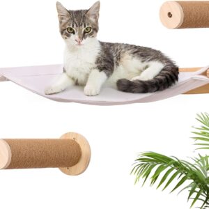 Cat Hammock with Two Steps, Wall Mounted cat Rack for Sleeping, Climbing, Playing, and Resting. Wall Mounted Bed and Niche Suitable for Cats Modern cat Bed Furniture