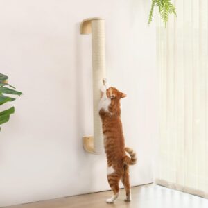 Cat Wall Scratcher, 28" Wall Mounted Kitten Scratching Post, Sturdy Sisal Climbing Tree for Indoor Cats